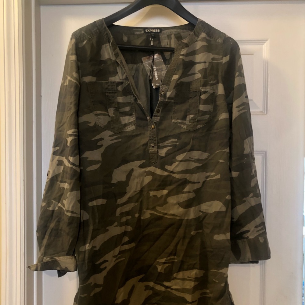 Camo shirt dress Express